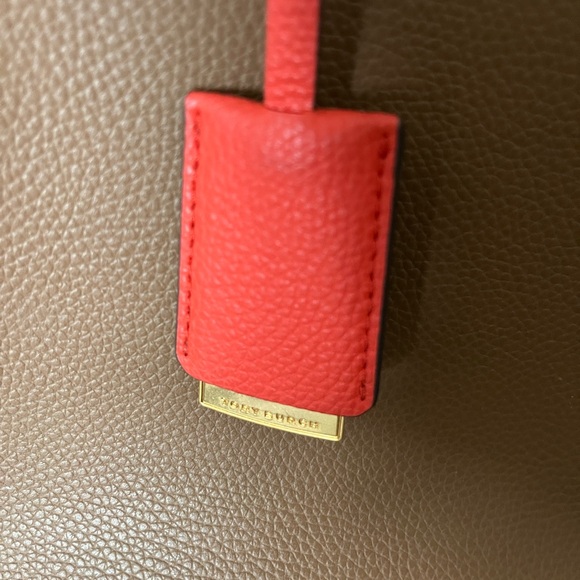Tory Burch Tan Leather Tote with Red Accent - Picture 8 of 10